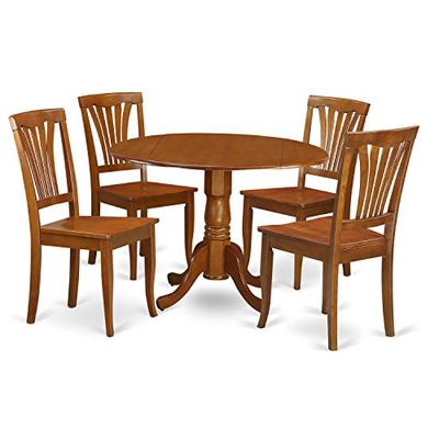 East West Furniture DLAV5-SBR-W 5-Piece Kitchen Nook Dining Table Set, Saddle Brown Finish