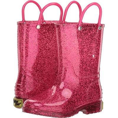 Western Chief Girls' Glitter Waterproof Rain Boot, Pink, 5 M US Toddler