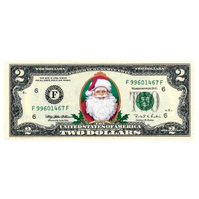 American Coin Treasures Merry Money Colorized Dollar 2 Bill