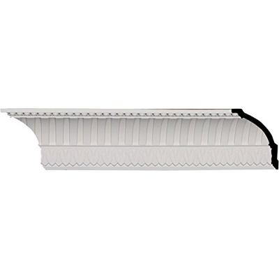 4 3/4"H x 4 1/4"P x 6 1/8"F x 94 1/2"L, (1 1/8" Repeat), Cove Dentil with Bead Crown Moulding