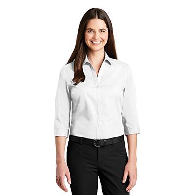 Port Authority Womens 3/4-Sleeve Carefree Poplin Shirt (LW102) -White -XL