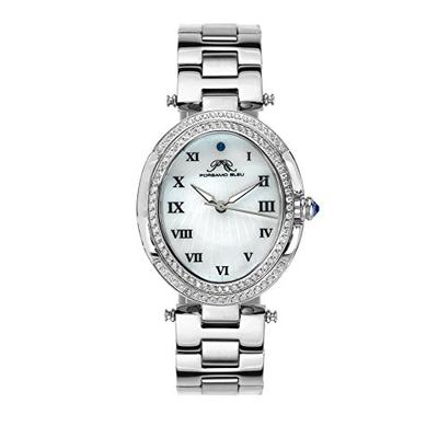 Porsamo Bleu Luxury South Sea Oval Crystal Stainless Steel Silver Tone Women's Watch 106ESSO