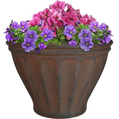 Sunnydaze Charlotte Flower Pot Planter, Outdoor/Indoor Extra-Durable Double-Walled Polyresin with UV