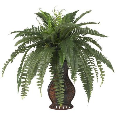 Nearly Natural 6629 Boston Fern with Urn Decorative Silk Plant, Green