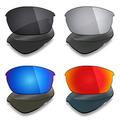 Mryok 4 Pair Polarized Replacement Lenses for Oakley Flak Jacket Sunglass - Stealth Black/Fire Red/Ice Blue/Silver Titanium