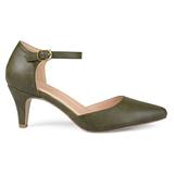 Brinley Co. Womens Faux Leather Comfort Sole D'Orsay Ankle Strap Almond Toe Heels Olive, 7 Regular U screenshot. Shoes directory of Clothing & Accessories.