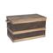 Household Essentials Decorative Metal Banded Wooden Storage Trunk with Handles, Small