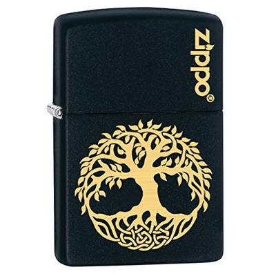 Zippo Custom Lighter: Engraved Tree of Life - Black Matte 78813