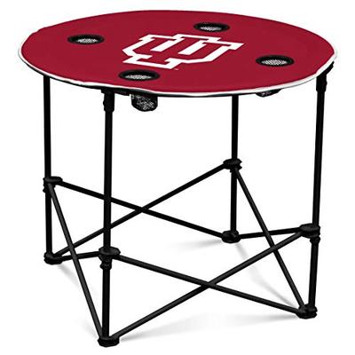 Indiana Hoosiers Collapsible Round Table with 4 Cup Holders and Carry Bag