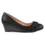 Brinley Co. Womens Gael Faux Suede Buckle Detail Comfort-Sole Wedges Black, 6.5 Regular US screenshot. Shoes directory of Clothing & Accessories.