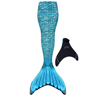 Fin Fun Mermaid Tail, Reinforced Tips, with Monofin, Tidal Teal, Child 12