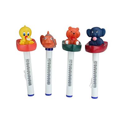 Set of 4 White and Orange Animal Themed Floating Swimming Pool Thermometers with Cords 9.5"