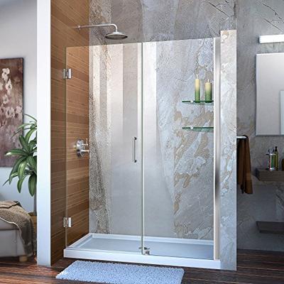 DreamLine Unidoor Min 52 in. to Max 53 in. Frameless Hinged Shower Door in Chrome finish, SHDR-20527