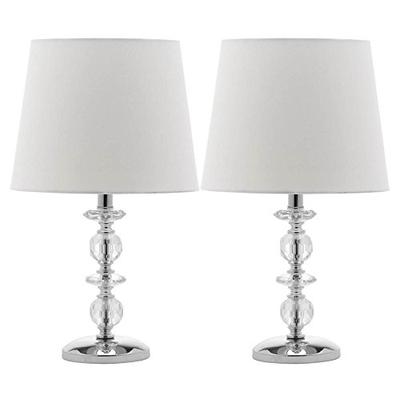 Safavieh Lighting Collection Derry Clear and White Stacked Crystal Orb 15-inch Table Lamp (Set of 2)