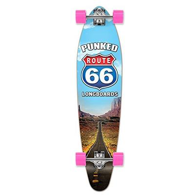 Yocaher Punked Route 66 Series The Run Longboard Complete Skateboard - Available in All Shapes (Kick