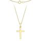 CARISSIMA Gold Women's 9 ct Yellow Gold 15 x 25 mm Cross Pendant on 9 ct Yellow Gold 0.7 mm Diamond Cut Curb Chain Necklace of Length 46 cm/18 Inch