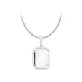 Tuscany Silver Women's Sterling Silver Large Rectangle Polished Stripe Edge Locket Pendant on Rope Chain of 56cm/22"