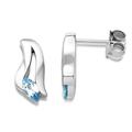 Miore Women's Silver Blue Topaz Earrings Studs 925 Sterling Silver Marquise-Cut Angled Gemstone Birthstone Earrings 14.5 x 7 mm- gift box included
