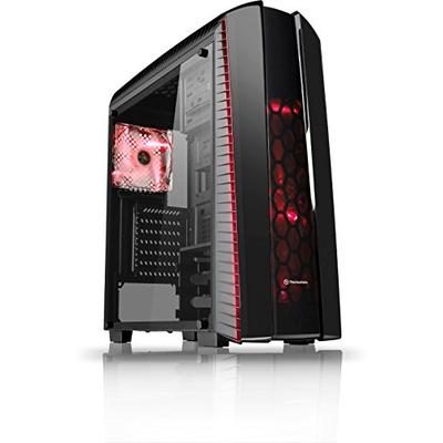 Thermaltake Versa N27 Shadow Blade ATX Gaming Mid Tower Computer Case with 3 Red LED Riing Fan Pre-i