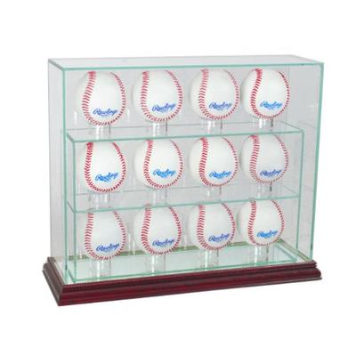 Perfect Cases MLB Upright 12 Baseball Glass Display Case, Cherry