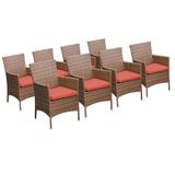 8 Laguna Dining Chairs w/ Arms in Tangerine - TK Classics Tkc093B-Dc-4X-Tangerine