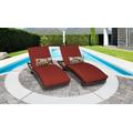 Belle Curved Chaise Set of 2 Outdoor Wicker Patio Furniture in Terracotta - TK Classics Belle-Curved-Chaise-2X-Terracotta