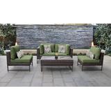 Amalfi 5 Piece Outdoor Wicker Patio Furniture Set 05d in Cilantro - TK Classics Amalfi-05D-Brn-Cilantro