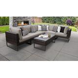 Amalfi 7 Piece Outdoor Wicker Patio Furniture Set 07b in Beige - TK Classics Amalfi-07B-Brn