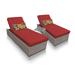 Oasis Chaise Set of 2 Outdoor Wicker Patio Furniture w/ Side Table in Terracotta - TK Classics Oasis-2X-St-Terracotta