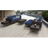 Amalfi 10 Piece Outdoor Wicker Patio Furniture Set 10c in Navy - TK Classics Amalfi-10C-Gld-Navy