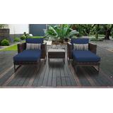 Amalfi 5 Piece Outdoor Wicker Patio Furniture Set 05b in Navy - TK Classics Amalfi-05B-Brn-Navy