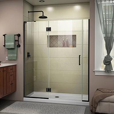 DreamLine Unidoor-X 59 1/2-60 in. W x 72 in. H Frameless Hinged Shower Door in Satin Black, D3290657