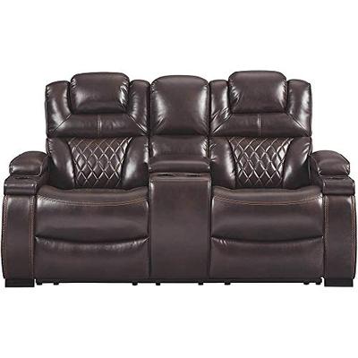 Signature Design by Ashley 7540718 Warnerton Power Reclining Loveseat with Console Chocolate