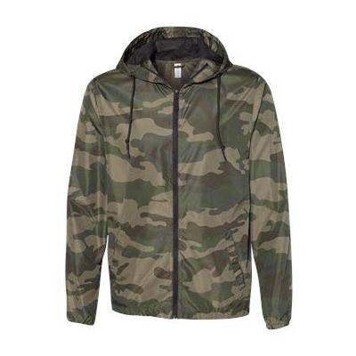 Independent Trading Company Lightweight Windbreaker, Camo Green, Small