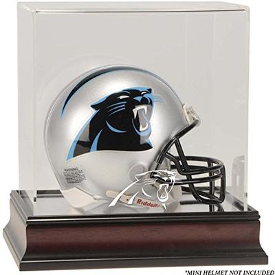 Carolina Panthers Mahogany Mini Helmet Logo Display Case