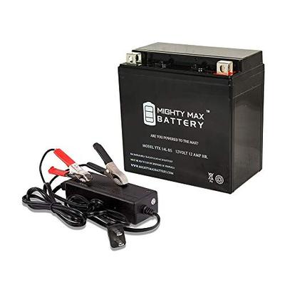 Mighty Max Battery YTX14L-BS Battery Replaces XTAX14L-BS, BTX14L + 12V 2Amp Charger Brand Product