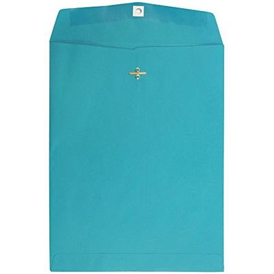 JAM PAPER 10 x 13 Open End Catalog Colored Envelopes with Clasp Closure - Sea Blue Recycled - 100/Pa