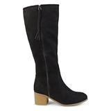 Brinley Co. Womens Regular and Wide Calf Faux Suede Mid-Calf Stacked Wood Heel Boots Black, 8.5 Regu screenshot. Shoes directory of Clothing & Accessories.