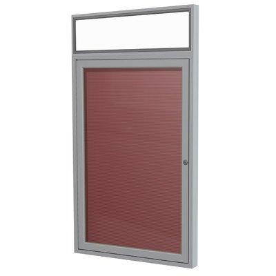 Ghent 36" x 30" 1 Door Enclosed Flannel Letter Board, Satin Aluminum Frame with Headliner (PAB3-BG)
