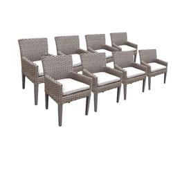 8 Oasis Dining Chairs w/ Arms in Sail White - TK Classics Tkc297B-Dc-4X-C-White