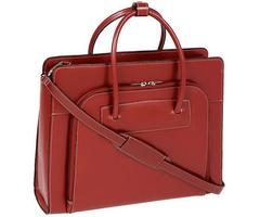 Mcklein USA W Series 94336 Lake Forest Leather Ladies Briefcase With Removable Sleeve - Red