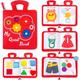 deMoca Quiet Book for Toddlers - Montessori Basic Skills Activity Toys – Preschool Learning Soft Travel Toy & Sensory Educational Busy Book for 3 Year Old Boys & Girls + Zipper Bag, Red
