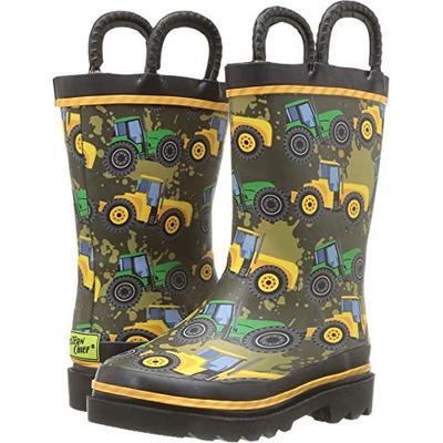 Western Chief Waterproof Printed Rain Boot with Easy Pull On Handles, Tractor Tough 13 M US Little K