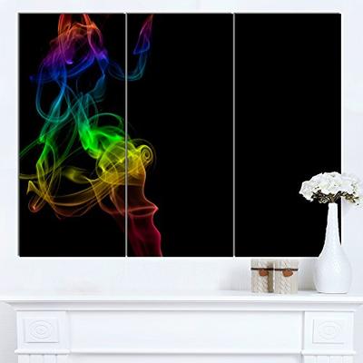 Design Art Colorful Smoke Waves Large Abstract Canvas Wall Art 36x28-3 Panels