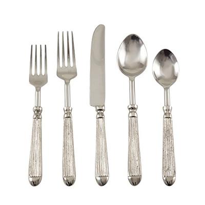 SARO LIFESTYLE Ribbed Design Stainless Steel Flatware-Set of 5, 3.5" x 10.5", Silver