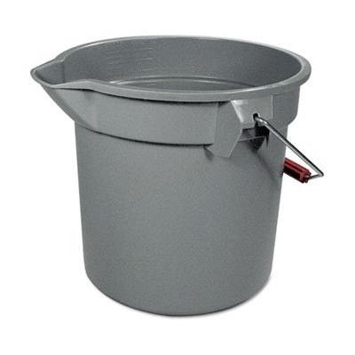 14-Quart Round Utility Bucket, 12" Diameter x 11-1/4"h, Gray Plastic