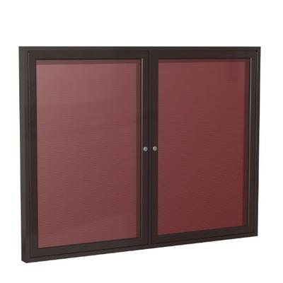 Ghent 4" x 5" 2-Door Bronze Aluminum Frame Enclosed Flannel Letter Board, Burgundy