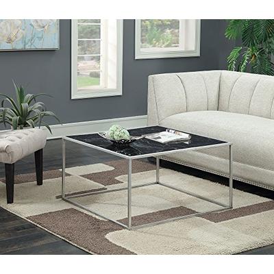 Convenience Concepts Gold Coast Faux Marble Coffee Table, Black Faux Marble / Silver