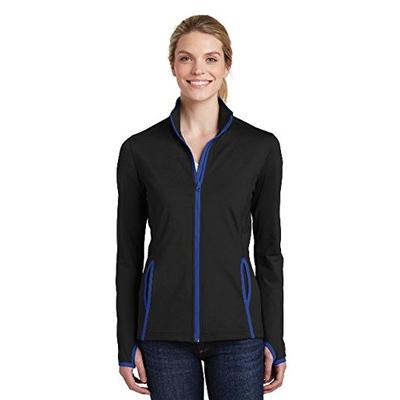 Sport-Tek Women's Stretch Contrast Full-Zip Jacket_Black/ True Royal_L