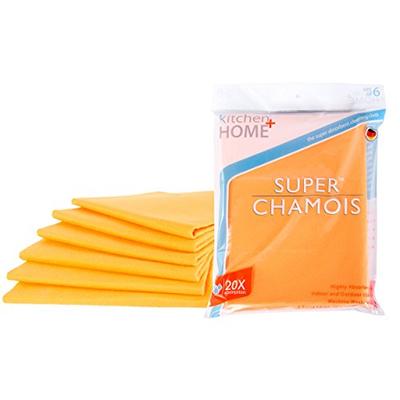 Kitchen + Home Super Chamois - Extra Large 20" X 27" Super Absorbent Cleaning Cloth - 6 Pack Orange